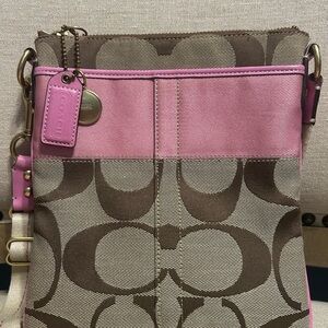 Coach Signature Crossbody Bag in Pink and Brown